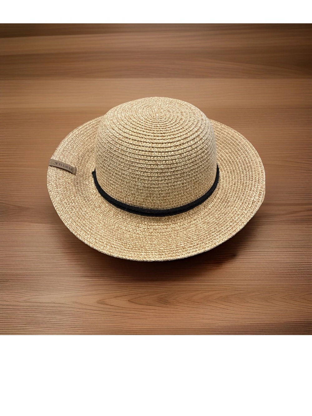Classic Straw Sun Hat with Black Trim - Women's Beach Hat